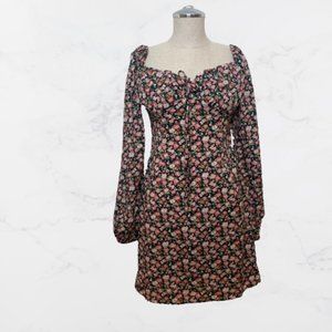 Nasty Gal Size 2 Dark floor Peasant dress Puff